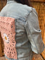 Light Denim Jacket with Flower Crochet