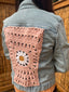 Light Denim Jacket with Flower Crochet