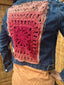 Dark Denim Jacket with Ombre Crochet