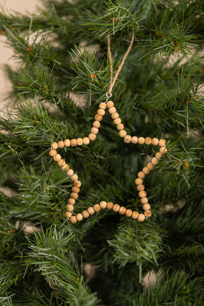 Wood Bead Star Ornament